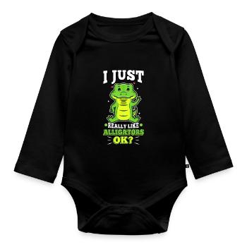 I just really like alligators - Organic Longsleeve Baby Bodysuit - black - Front