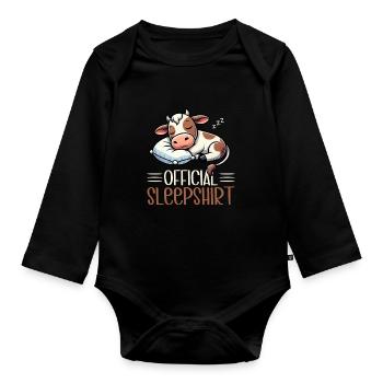 Cow Official Sleep Shirt Funny Cow Pajamas - Organic Longsleeve Baby Bodysuit - black - Front