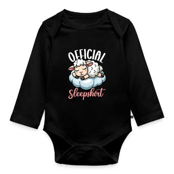 Offizielles Schlafshirt Lustiges Schaf Pyjama - Baby Bio-Langarm-Body - Schwarz - Vorne