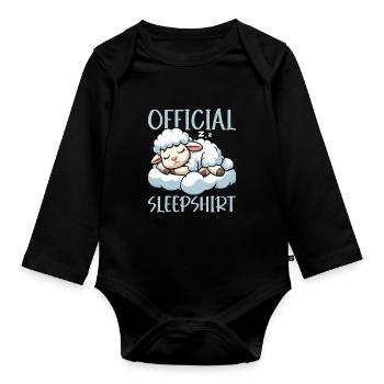 Official Sleep Shirt Funny Sheep Pajamas - Organic Longsleeve Baby Bodysuit - black - Front
