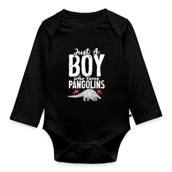 Juste un garçon qui aime les pangolins Fourmilier Pangolin - Body Bébé bio manches longues - noir - Devant