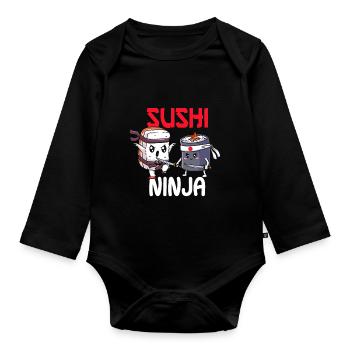 Sushi Ninja Japanese Food Funny Ninja Seafood - Organic Longsleeve Baby Bodysuit - black - Front