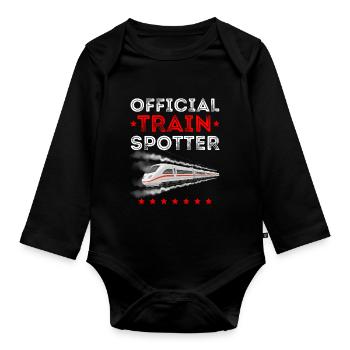 Offizieller Train Spotter - Baby Bio-Langarm-Body - Schwarz - Vorne