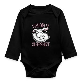 Offizielles Schlafshirt Lustiges Kaninchen Rabbit - Baby Bio-Langarm-Body - Schwarz - Vorne