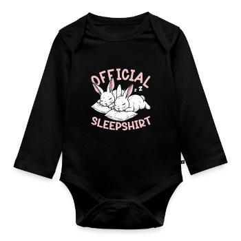 Official Sleeping Shirt Funny Rabbit Rabbit - Organic Longsleeve Baby Bodysuit - black - Front