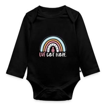IVF Got Hope Funny IVF Boho Rainbow Infertility - Organic Longsleeve Baby Bodysuit - black - Front