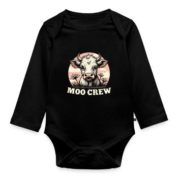 Cows Moo Cow Moo Cattle Dairy Cow Dairy Farmer - Organic Longsleeve Baby Bodysuit - black - Front