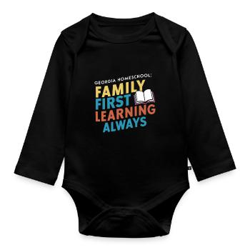 Georgia Homeschool Mom Life in Peach State - Organic Longsleeve Baby Bodysuit - black - Front