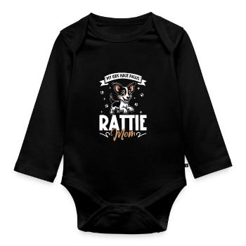 Rat Terrier Mama - Baby Bio-Langarm-Body - Schwarz - Vorne