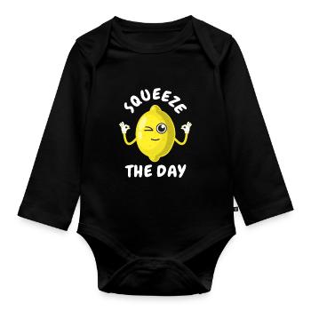Squeeze The Day - Baby Bio-Langarm-Body - Schwarz - Vorne