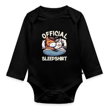Chemise de nuit officielle Pyjama Funny Horse - Body Bébé bio manches longues - noir - Devant