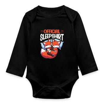 Official Sleep Shirt Funny Fox Pajamas - Organic Longsleeve Baby Bodysuit - black - Front
