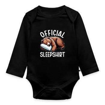 Offizielles Schlafshirt Lustiger Grizzly Bär - Baby Bio-Langarm-Body - Schwarz - Vorne