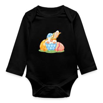Gnome de Pâques Gnome de jardin - Body Bébé bio manches longues - noir - Devant