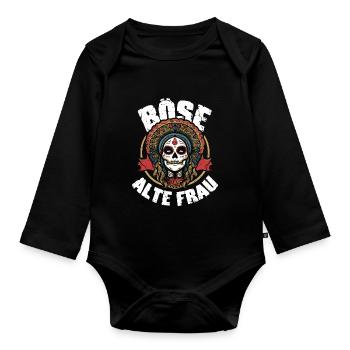 Motorrad Biker Lady Sarkasmus Böse alte Frau - Baby Bio-Langarm-Body - Schwarz - Vorne