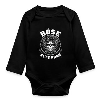 Motorrad Biker Lady Sarkasmus Böse alte Frau - Baby Bio-Langarm-Body - Schwarz - Vorne