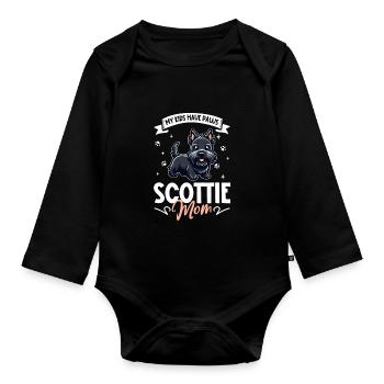 Scottish Terrier Mom - Organic Longsleeve Baby Bodysuit - black - Front