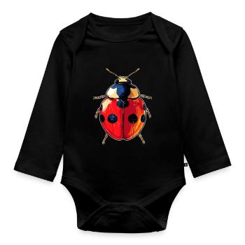 Ladybug Ladybug Insects Colorful Cute Ladybugs - Organic Longsleeve Baby Bodysuit - black - Front
