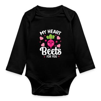Rote Bete Beziehung Spruch Heart Beets For You - Baby Bio-Langarm-Body - Schwarz - Vorne