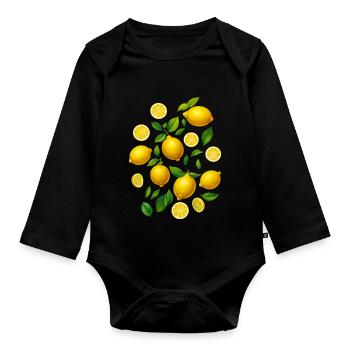 Lemons - Organic Longsleeve Baby Bodysuit - black - Front