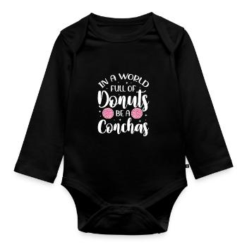 dans un monde plein de beignets soyez une concha Design - Body Bébé bio manches longues - noir - Devant