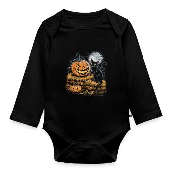 Halloween Costume Zombie Pumpkin Blood Spirit Party - Organic Longsleeve Baby Bodysuit - black - Front