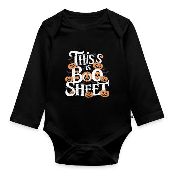 Halloween Costume Zombie Pumpkin Blood Spirit Party - Organic Longsleeve Baby Bodysuit - black - Front