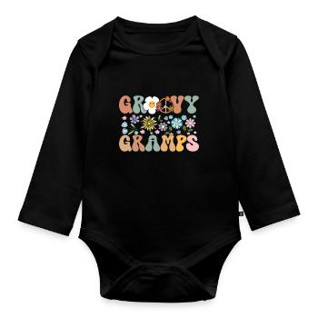 Groovy Grandpa Retro Matching Family Birthday - Organic Longsleeve Baby Bodysuit - black - Front
