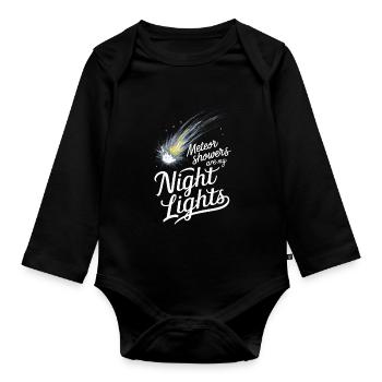 Stargazing And Meteor Shower Enthusiast - Baby Bio-Langarm-Body - Schwarz - Vorne