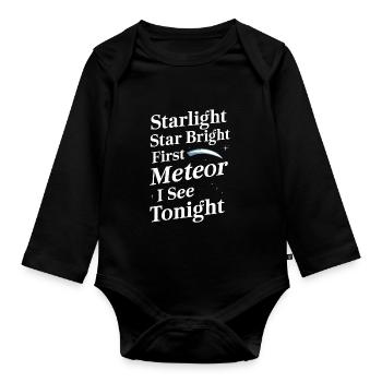 Stargazing And Meteor Shower Enthusiast - Organic Longsleeve Baby Bodysuit - black - Front