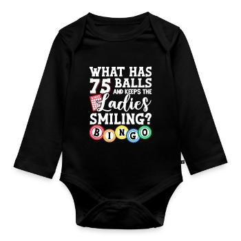 Qu’est-ce qui a 75 boules drôle loterie jeu bingo - Body Bébé bio manches longues - noir - Devant