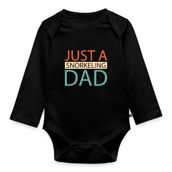 Schnorcheln : juste un papa plongeur en apnée - Body Bébé bio manches longues - noir - Devant