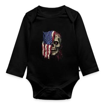 Halloween Squelette Effrayant Effrayant Horreur Fête - Body Bébé bio manches longues - noir - Devant