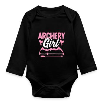 Archery Girl Hunter Funny Archery Arrow Hunting - Organic Longsleeve Baby Bodysuit - black - Front