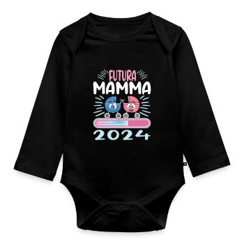 Super Mamma 2024 Loading - Baby Bio-Langarm-Body - Schwarz - Vorne