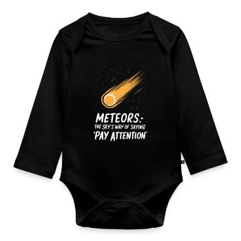 Stargazing And Meteor Shower Enthusiast - Baby Bio-Langarm-Body - Schwarz - Vorne