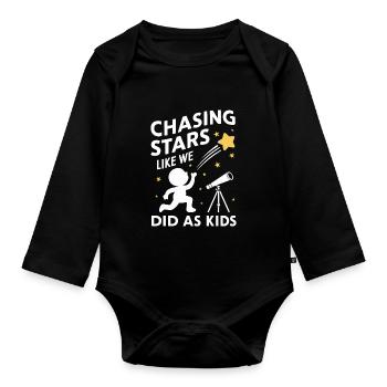 Stargazing And Meteor Shower Enthusiast - Baby Bio-Langarm-Body - Schwarz - Vorne