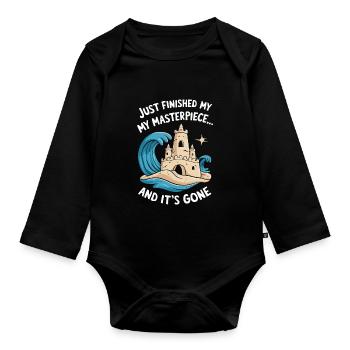 Creative Sandcastles Art on the Beach | Sculptures - Organic Longsleeve Baby Bodysuit - black - Front