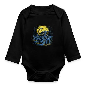 Halloween Kostüm Kürbis Scary Spooky Horror Party - Baby Bio-Langarm-Body - Schwarz - Vorne