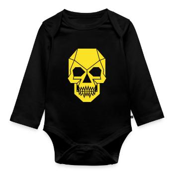 Halloween Kostüm Kürbis Scary Spooky Horror Party - Baby Bio-Langarm-Body - Schwarz - Vorne