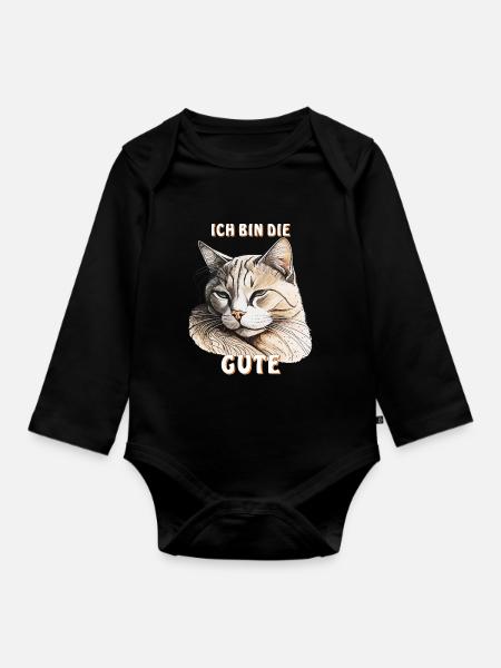 KATZE ICH BIN DIE GUTE - Baby Bio-Langarm-Body - Schwarz
