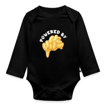 Angetrieben von Mac & Cheese - Baby Bio-Langarm-Body - Schwarz - Vorne
