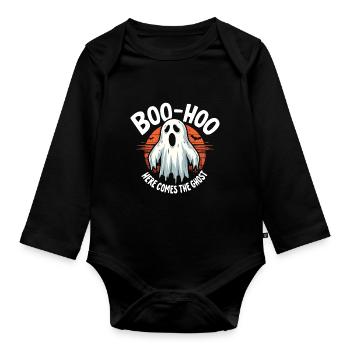 Halloween Ghost Ghost - Organic Longsleeve Baby Bodysuit - black - Front