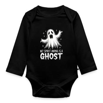 Halloween Ghost Ghost - Organic Longsleeve Baby Bodysuit - black - Front