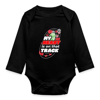 Heart is on that Track And Field Mom - Baby Bio-Langarm-Body - Schwarz - Vorne