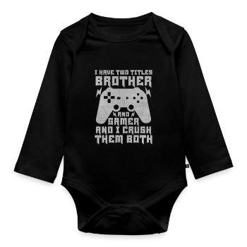 Videospiele Gaming Boys Bruder Teen - Baby Bio-Langarm-Body - Schwarz - Vorne