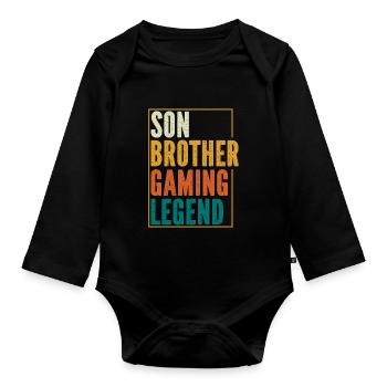 Videospiele Gaming Boys Bruder Teen - Baby Bio-Langarm-Body - Schwarz - Vorne