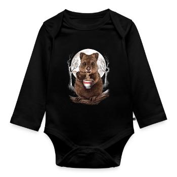 Quokka - Baby Bio-Langarm-Body - Schwarz - Vorne