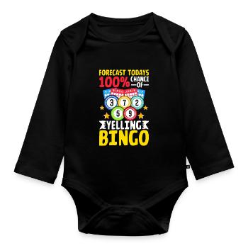 100 % de chances de crier Bingo Bingo drôle - Body Bébé bio manches longues - noir - Devant
