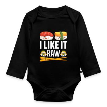 Funny Sushi Lover Funny Japanese Food Sushi - Organic Longsleeve Baby Bodysuit - black - Front
